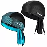 YANIKY Sports Bandana - Atmungsaktiv Kopftuch Herren - Bandana Cap Damen Durag Laufmütze Turban Herren Sommer Fahrradmütze Kopftuch für Radfahren Reisen Laufen Fitness (Schwarz 01+Blaugrün)
