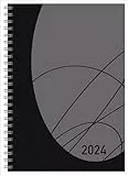 Buchkalender Wochentimer Flexi Colourlux schwarz 2024: Terminplaner mit Spiralbindung. Din A5 Terminkalender 1 Woche 2 Seiten. Extra Platz für Notizen.