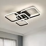 Qamra Moderne LED Deckenleuchte, 4000k Wohnzimmerlampe 57CM Schwarze Deckenlampe, 60W LED Lampe für Küche Wohnzimmer Schlafzimmer Esszimmer Flur