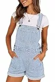 Sovoyontee Damen Jean Shortalls Verstellbare Träger Denim Bib Overalls Shorts Strampler Sommer Jumpsuits Himmelblau M
