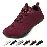 Geweo Barfuss Schuhe Dame Herren Sommer Atmungsaktiv Barfußschuhe mit Weit Zehenbox für Sport Fitness Gym Schuhe Leicht Bequeme Joggingschuhe Minimalist Turnschuhe Zero-Drop Sohle Unisex Weinrot 39EU