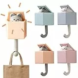idudu 4Stück Wandhaken Selbstklebend, Hochwertiger Abs-Kunststoff, Wandhaken Kinder,Vielseitige Haken, Abzieh- Und Klebe-Technologie, Breite Anwendung,Cat Key Hooks For Home, Kitchen, Hats, Keys