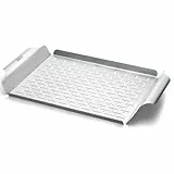 Weber Deluxe Grillpfanne (44 x 39cm) - Hitzebeständige & spülmaschinenfeste BBQ Grillpfanne aus Edelstahl, ideal zum Sautieren von Gemüse und Anbraten von Meeresfrüchten - Silber (6435)