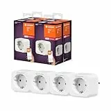LEDVANCE Smarte Steckdose für Innen mit ZigBee Technologie, bindet konventionelle Geräte ins Smart Home ein, kompatibel mit Alexa, Google & SMART+ ZB INDOOR PLUG, 4er-Pack