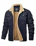 MAGCOMSEN Fleecejacke Herren Windjacke Militär Cargo Jacke Pilotenjacke Outdoor Arbeitsjacke Warme Herrenjacke Übergangsjacke Armee Jacke mit Multi Taschen Dunkelblau S