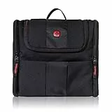 WENGER Reise Kulturtasche zum Aufhängen für Damen und Herren, großer Kulturbeutel mit 7 Liter Fassungsvermögen, Kosmetikbeutel mit Haken, Kosmetiktasche in Schwarz mit grauem Innenfutter