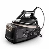 Rowenta Eco Steam Pro Dampfbügelstation, 2800 Watt, 8 bar Dampfdruck, 580 g/Min. Dampfstoß, 150 g/Min. kontinuierliche Dampfabgabe, Eco-Modus, 5 Einstellungen, 1,3l Wassertank, schwarz/beige, DG9640F0
