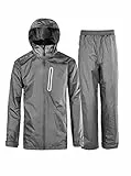 igeekwell Regenanzug Regenjacke Herren Wasserdicht Atmungsaktiv Fahrrad Regenbekleidung Reflektierender Fischen Regenmantel Leichter Winddichte Regenjacke+Regenhose Set