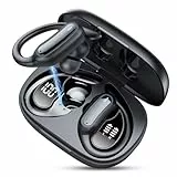 CASCHO Bluetooth Kopfhörer Sport, In Ear Kopfhörer Kabellos Bluetooth 5.3 mit 4 ENC Noise Cancelling Mikrofon, IPX7 wasserdichte Ohrhörer mit Ohrhaken für iOS Android, Schwarz
