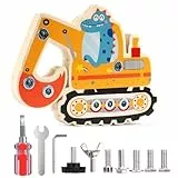 Hopton Montessori Schraubbrett, Dinosaurier Bagger Spielzeug Ab 3 Jahre, Busy Board Holz Kinder Spielzeug, Motorikspielzeug Lernspiele für Kinder Mädchen Junge