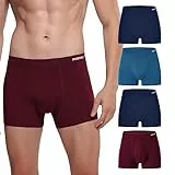 INNERSY Retroshorts für Herren Boxershorts Männer Unterhosen ohne Eingriff Unterwäsche 4er Pack (M, Weinrot/2 Marineblau/Blau)