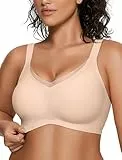 OEAK Damen BH Ohne Bügel Push Up Nahtloser Crossover Mesh V-Ausschnitt Bustier Bügelloser Gepolstert Glatter BHS mit zusätzlicher Verlängerung,Hautfarbe,3XL