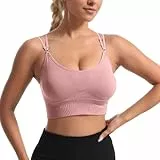 Atxnn Damen Sport BH Einstellbarer Schultergurt Yoga Bra Push up Bustier Crossback Nahtlose ohne Buegel mit Abnehmbaren Gepolstert für Fitness Lauf Joggen, ROSA S