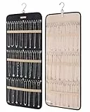 bagsmart Hängender Halsketten-Organizer, Schmuckhalter, Aufbewahrungsrolle mit Aufhänger, Metallhaken, Doppelseitiger Schmuck-Organizer für Halsketten, Armbänder an Schrank, 1 Stück, Groß-Schwarz
