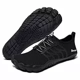 Racqua Wasserschuhe Damen Badeschuhe Herren Leichte schnell trocknende Schwimmschuhe Atmungsaktive Strandschuhe Barfuß Aqua Outdoor für Männer Frauen Schwarz EU42