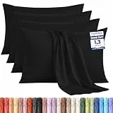 Utopia Bedding – 4er-Set Kissenbezüge – 40 x 80 cm – Oeko-TEX – Gebürstete Mikrofaser, 100% Polyester, mit Umschlagverschluss (Kissenfüllung Nicht enthalten), nur Kissenbezug – Schwarz