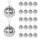 Disco Spiegel Ball, 24 Pack Silber Spiegelkugel zum Aufhängen, Discokugeln für Weihnachtsbaum Hochzeit Home Party Geburtstagsfeier Dekoration Lichteffekt Durchmesser 4 cm