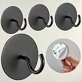 DEKAZIA® 4er-Set selbstklebende Deckenhaken Schwarz – Extra Starke Rundhaken für Decke & Wand – Vielseitige Klebehaken, Garderobenhaken, Kleiderhaken & Wandhaken zum Kleben ohne Bohren Vintage