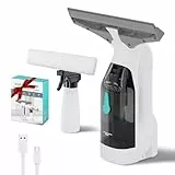 HAUSHOF Akku Fenstersauger mit Starker Saugkraft, Elektrischer Fensterreiniger & Fensterputzer, 30 Min Laufzeit, USB-C Ladeanschluss, ideal für Fenster, Fliesen und Spiegel