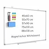 DOLLAR BOSS Magnetisches Whiteboard, 60X90CM Magnettafel Magnetpinnwand mit 2 Whiteboard Stifte, 8 Magnete and 1 White Board Radiergummi, für Schule & Haus und Büro, aufhängen, keine Bohrung