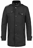 Indicode Brandan Herren Winter Mantel Wollmantel lange Winterjacke mit Stehkragen, Größe:3XL, Farbe:Black (999)