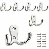 PAIDASHU 6er-Pack Doppelte Kleiderhaken, Metallhaken, Wandmontierte Kleiderhaken mit Schrauben zum Aufhängen von Kleidung, Hüten, Handtüchern, Schlüsseln, Küchenutensilien, für Wohnzimmer