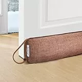 fowong Zugluftstopper für Türen Fenster 107x10 cm, Extra Schwere Türdichtung-Waschbar-Energiesparend, Windstopper Türen mit Selbstklebende Klebeband, Luft Insekt Licht Blockiert, Braun