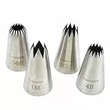 Tumtanm Große Spritztüllen, 4 Stück, #2CZ #D66#4B, #1M, Edelstahl, nahtlos, Spritztüllen-Set für Cupcakes und Backen