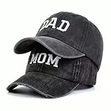 NSXVIA Mom und Dad Baseball Cap – MOM & DAD Paar Set – Besticktes Washed Denim, verstellbar, Geschenk für Paare, Eltern,Unisex Baseballmütze