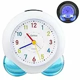 Edillas Wecker Kinder Jungen Mädchen, Fußball Wecker Analog Geräuschlos Ohne Ticken mit Licht Schlummerfunktion für Kinder Schlafzimmer Nachttisch Tisch Aufwachenuhr (Blau)