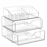 Vtopmart 3 Ebenen Make Up Organizer mit Schublade, Schmink Organizer für Badezimmer, Schminktisch, Acryl Skincare Organizer für Make Up, Kosmetik