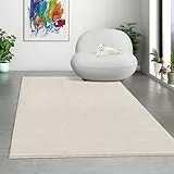 Mia's Teppiche Comfort Moderner Flauschiger Kurzflor Teppich, Anti-Rutsch Unterseite, Waschbar bis 30 Grad, Super Soft, Felloptik, Creme, 200 x 280 cm