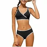XINYUNZU Bikini Mädchen Zweiteiler Badeanzug Bademode Schwimmanzug Swimsuits Girls Badebekleidung Schwimset Strand Urlaub Badebekleidung Mode Badeanzüge für Kinder und Teenager Schwarz 14 Jahre