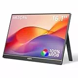 ARZOPA 16.1' Portable Monitor, 1920×1080 FHD IPS Tragbarer Monitor für Laptop mit Einzelstange, Unterstützt HDMI/Typ-C/USB-C, Augenschutz-Gaming-Bildschirm für Laptop/PC/Mac/PS3/4/5/Xbox