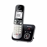 Panasonic KX-TG6861GB, Schnurlostelefos mit Anrufbeantworter, Anrufer-Identifikation, Blockierung störender Anrufe, automatische Anrufblockierung, Voll-Duplex Freisprechen, LCD-Display, Schwarz