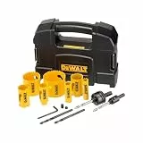 DEWALT 11-tlg Lochsägen-Set Bi-Metall Extreme, Elektriker-Set (Schneiden aus HSS-Stahl für Schnitte in Holz, Metall & Kunststoff, aggressives Zahndesign, für hohe Materialstärke, inkl. Koffer) DT90354