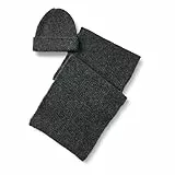 Amazon Essentials Unisex Set Aus Schal Und Mütze Aus Kunstmohair Für Damen Und Herren, Kohlegrau Meliert, Einheitsgröße