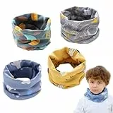 Schlauchschal Kinder - 4 Stück Loop Schal für Jungen und Mädchen, Weicher Baumwoll Schlauchschal Nackenwärmer, Multifunktionstuch für Winter, Frühling und Herbst, Ideal als Halstuch, Stirnband
