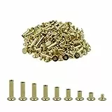 80 Set Chicago Binding Schrauben Messing Bindeschrauben Bindungsschrauben, 8 Größen Nagelnieten Schraubenpfosten Metall Knopf, für Leder Bastelgürtel Brieftasche Dekoration Buchbinderei, M5 x 6-20 mm