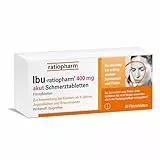 IBU-ratiopharm 400 mg akut Schmerztabletten: Bewährt bei Schmerzen und Fieber. Wirkstoff: Ibuprofen, 20 Filmtabletten