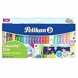 Pelikan Fasermaler Colorella® Star C302, 24 Farben: 18 kräftige + 6 zarte Pastell-Töne, mit Ausmalschablone, 822336