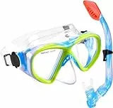 Schnorchelset Kinder, Taucherbrille Kinder mit Schnorchel Anti Leck Anti Fog HD Tauchmasken Dry Schnorchel für 4-13 Jahren Jungen Mädchen