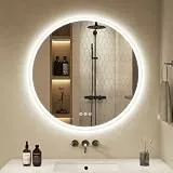 S'bagno Runder-Badspiegel-mit-Beleuchtung-70cm, Badezimmerspiegel-mit-Beleuchtung-und-Bluetooth, Entfoggen, 3000K/4000K/6500K, Dimmbar, HD-gehärtetes Glas, Speicherfunktion, IP44
