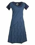 Vishes - Alternative Bekleidung - Damen Kurzarm Lagenlook Kleid Hippie Streifen Punkte Muster dunkelblau 42-44