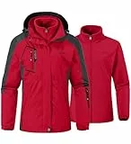 YSENTO Damen 3 in 1 Outdoor Winter Softshell Funktionsjacke mit Fleecejacke wasserdichte Regenjacke Winter Warme Winddichte Übergangsjacke(Rot,M)