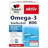 Doppelherz Omega-3 Seefischöl 800 – Mit EPA und DHA sowie Vitamin B1 als Beitrag für die normale Herzfunktion – 120 Kapseln