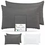 Barbons Kissenbezug 50x80 Anthrazit 2er Set – 165 g/m² Oeko-TEX Zertifiziert Kopfkissenbezug 100% Jersey Baumwolle weiche Kissenbezüge Kissenhülle mit Reißverschluss (50x80-Anthrazit)