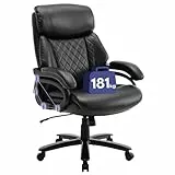COLAMY XXL Chefsessel[181kgs] - Hochlehner Bürostuhl Leder mit verstellbaren Armlehnen& strukturierter Rückenlehne - Extra breiter Sitz (59cm) für Homeoffice und Büro, Schwarz