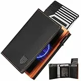 DODENSHA MagSnap Portmonee Herren I Slim Wallet mit Münzfach I Kreditkartenetui Geldbeutel für 10+ Karten I Magnetischer Verschluss Geldbörse Herren I RFID Schutz I SchwarzOrange
