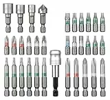 Original Einhell 34-tlg. Bit-Set (Schrauberbit-Set, 18x Bit 25 mm, 11x Bit 50 mm, 3x Steckschlüsseleinsatz, 1x Senker, 1x Schnellwechselbithalter, inkl. Aufbewahrungsbox)